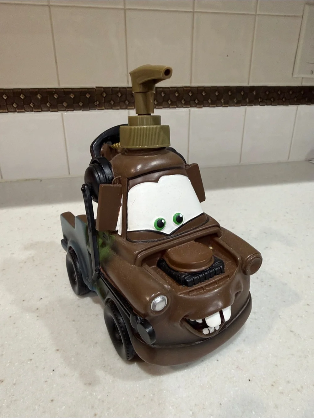 Disney Pixar cars Tow Mater Brown & Green Car Soap Dispenser